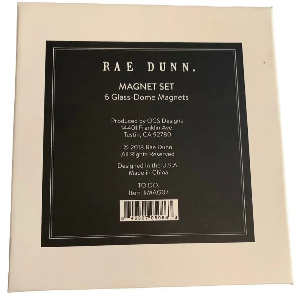 Rae Dunn magnet set organizational six glass piece set NEW